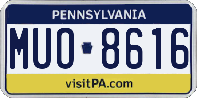 PA license plate MUO8616