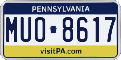 PA license plate MUO8617