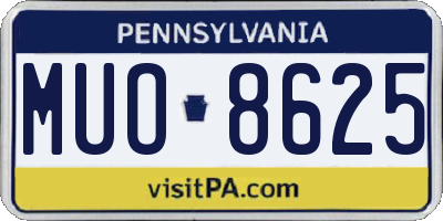 PA license plate MUO8625