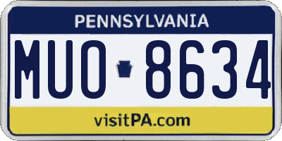 PA license plate MUO8634