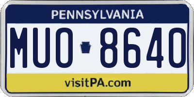 PA license plate MUO8640