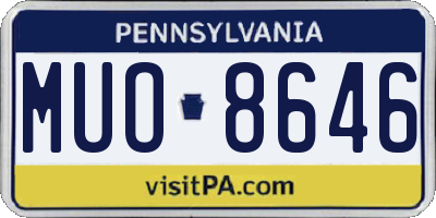 PA license plate MUO8646
