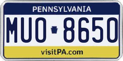 PA license plate MUO8650
