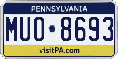 PA license plate MUO8693