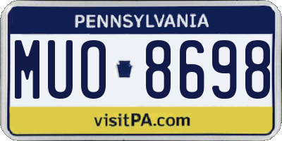 PA license plate MUO8698