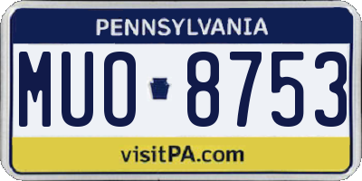 PA license plate MUO8753