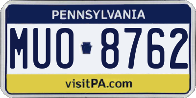PA license plate MUO8762