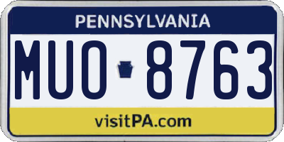 PA license plate MUO8763