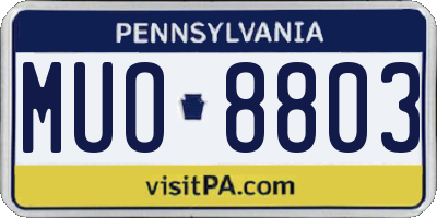 PA license plate MUO8803