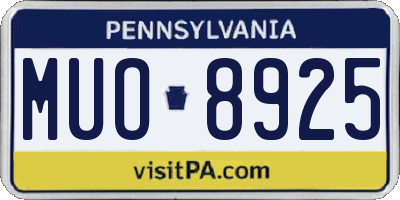 PA license plate MUO8925