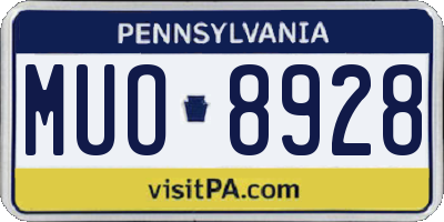 PA license plate MUO8928