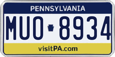 PA license plate MUO8934
