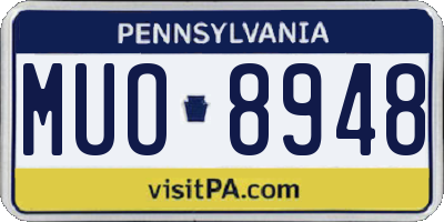 PA license plate MUO8948