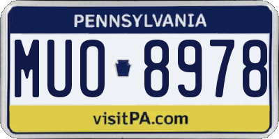 PA license plate MUO8978