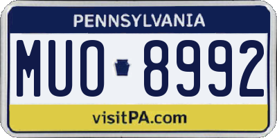 PA license plate MUO8992