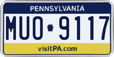 PA license plate MUO9117