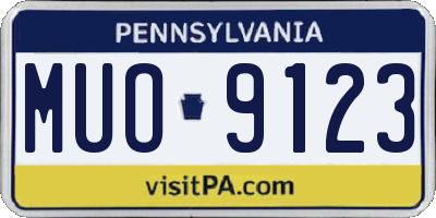 PA license plate MUO9123