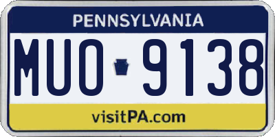 PA license plate MUO9138