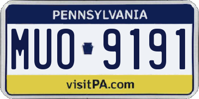 PA license plate MUO9191
