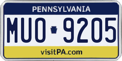 PA license plate MUO9205