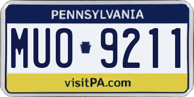 PA license plate MUO9211
