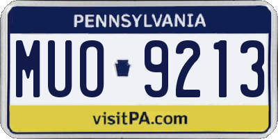PA license plate MUO9213