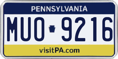 PA license plate MUO9216