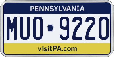 PA license plate MUO9220