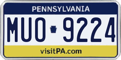 PA license plate MUO9224