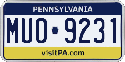 PA license plate MUO9231