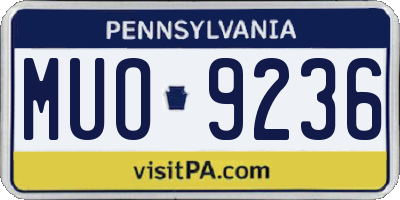PA license plate MUO9236