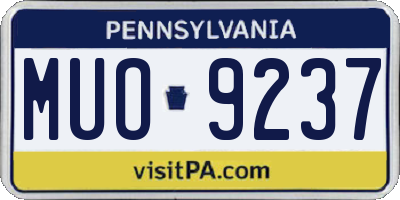 PA license plate MUO9237