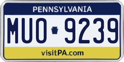 PA license plate MUO9239