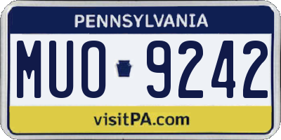 PA license plate MUO9242