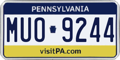 PA license plate MUO9244