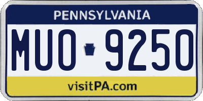 PA license plate MUO9250