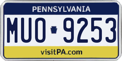 PA license plate MUO9253