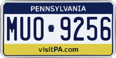 PA license plate MUO9256