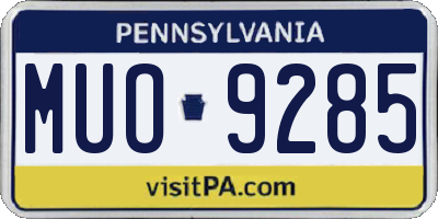 PA license plate MUO9285