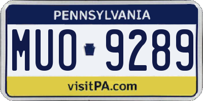 PA license plate MUO9289