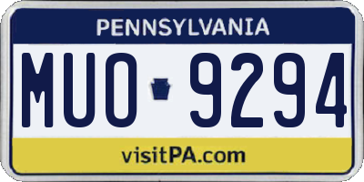 PA license plate MUO9294