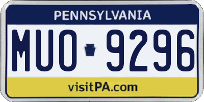 PA license plate MUO9296