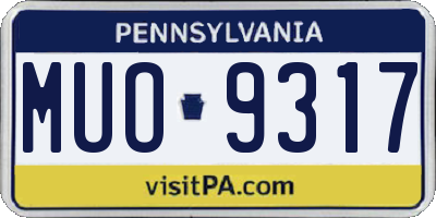 PA license plate MUO9317