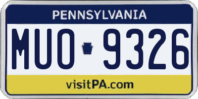 PA license plate MUO9326