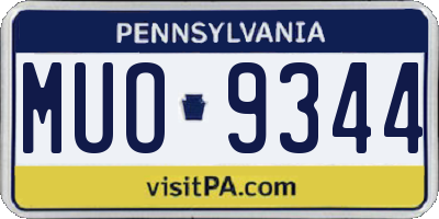 PA license plate MUO9344