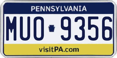 PA license plate MUO9356
