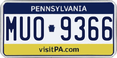 PA license plate MUO9366