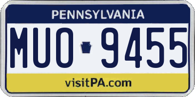 PA license plate MUO9455