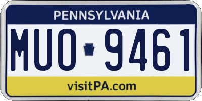 PA license plate MUO9461
