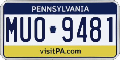 PA license plate MUO9481